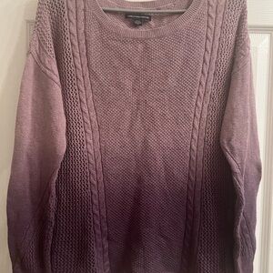 American Eagle Outfitters Purple Crew Neck Sweater with Cable Knit Ombré Medium